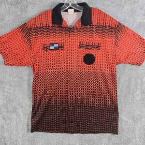 Official Sports NISOA Referee Jersey Mens Large Orange Black Soccer Polo Shirt